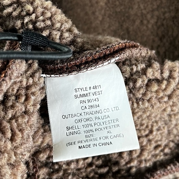 Outback Trading Company Summit Vest Mens XL Brown Fleece Sherpa Lined Western - Picture 9 of 16